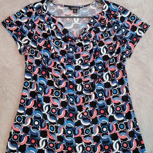 George Silky Short Sleeved Blouse Draped Front